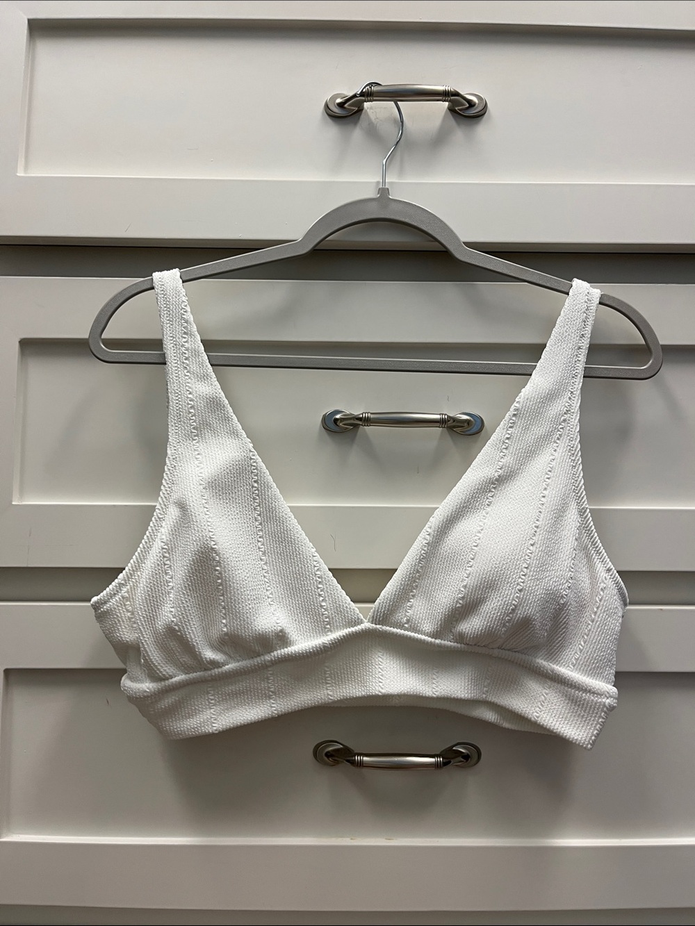 aerie White Ribbed V-Neck Swimsuit